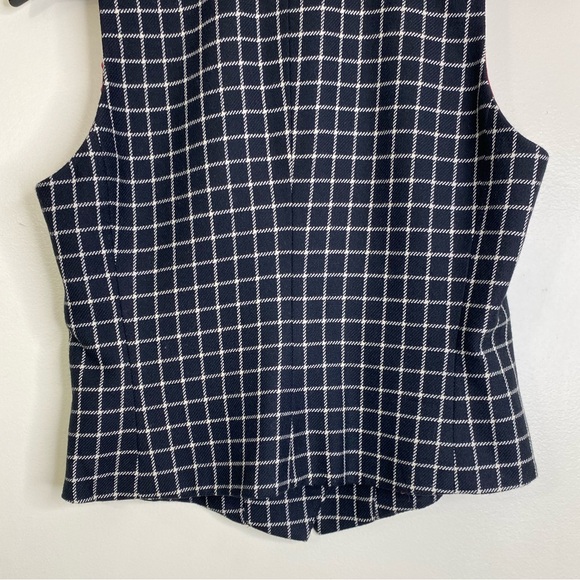 LAUREN RALPH LAUREN GREEN LABEL 100% WOOL VEST IN BLACK & WHITE GRID LINES - Picture 9 of 11